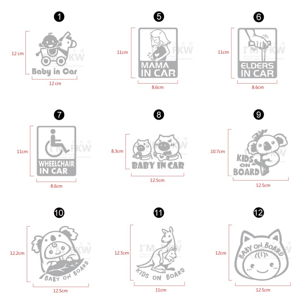 反光屋FKW 無尾熊 baby in car 車貼 BABY ON BOARD 汽車貼紙 防水貼紙 反光貼紙 可愛造型-細節圖4