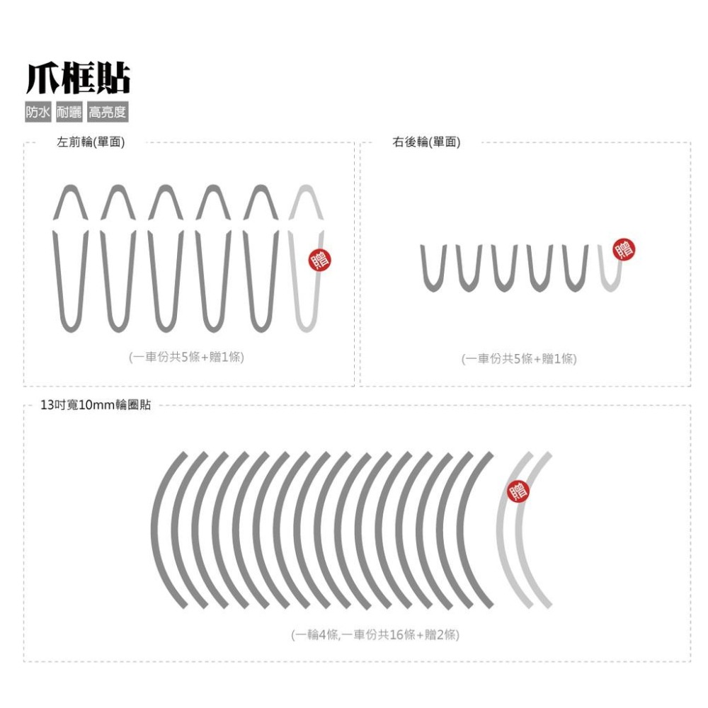 反光屋FKW KRV KRV180 通用 反光爪貼+反光輪框貼紙 1車份 反光貼紙 KYMCO 光陽 防水車貼 車種專屬-細節圖4