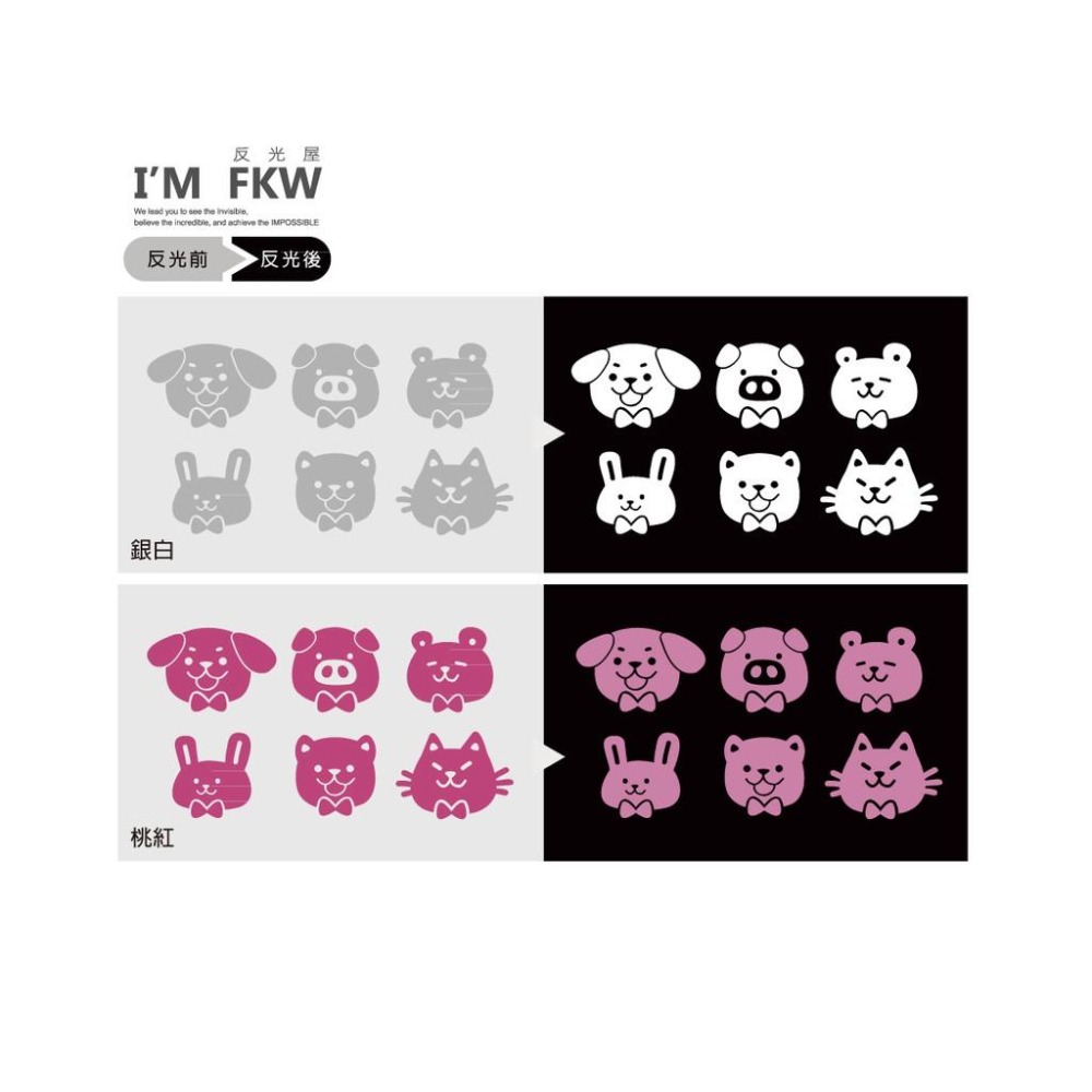 反光屋FKW 可愛 小動物 狗 豬 貓 兔子 熊 一份6入 自行車腳踏車機車安全帽 手機筆電 馬克杯水壺 個人化 防水貼-細節圖5