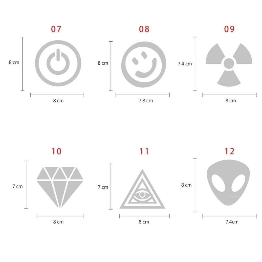 反光屋FKW 表情 符號 關機 微笑 鑽石 外星人 眼睛 核能 反光貼紙 機車車貼 車身 車側 防水耐曬 汽機車貼紙-細節圖4