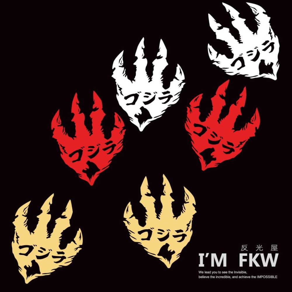 反光屋FKW 哥吉拉腳印 哥吉拉 包含左右邊 腳掌 紅/金/銀白 反光貼紙 防水車貼 機車貼紙 汽車貼紙 防水耐曬-細節圖3