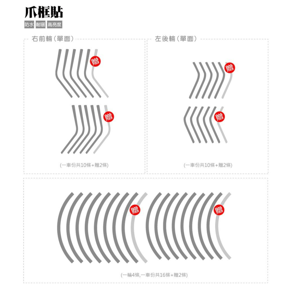 反光屋FKW ai1 ai-1 sport 反光爪貼+反光輪框貼紙 1車份 13色可選 aeon 防水車貼 電動車-細節圖4