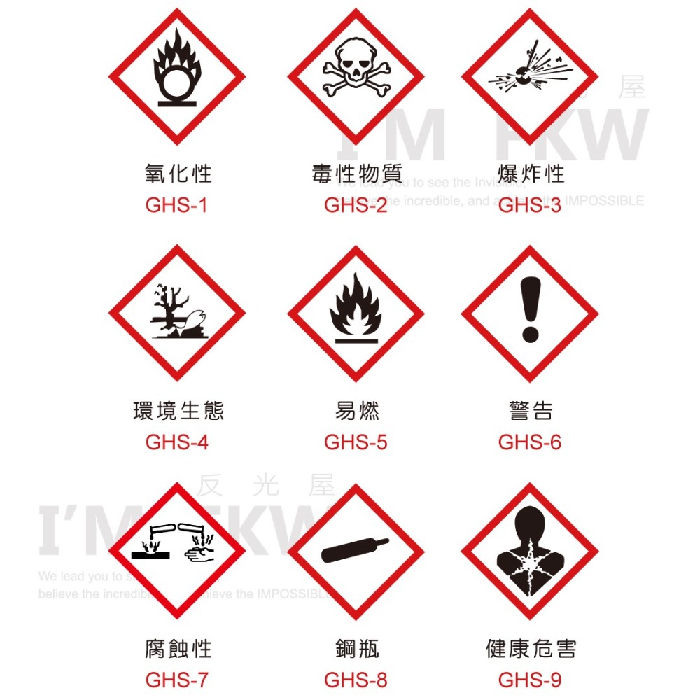 反光屋FKW GHS危害警告標示 3M反光貼紙 5公分 10公分 15公分 易燃警告 鋼瓶 警示安全 標準圖示 防水耐曬-細節圖8