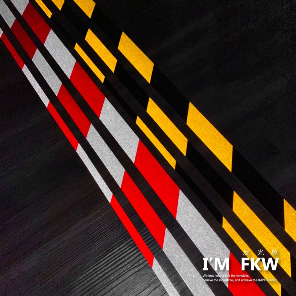 反光屋FKW 3M工程級反光貼紙 1~3公分 每份為90公分 黑黃斜紋 紅白斜紋 工程車吊車 防水耐曬反光條-細節圖2