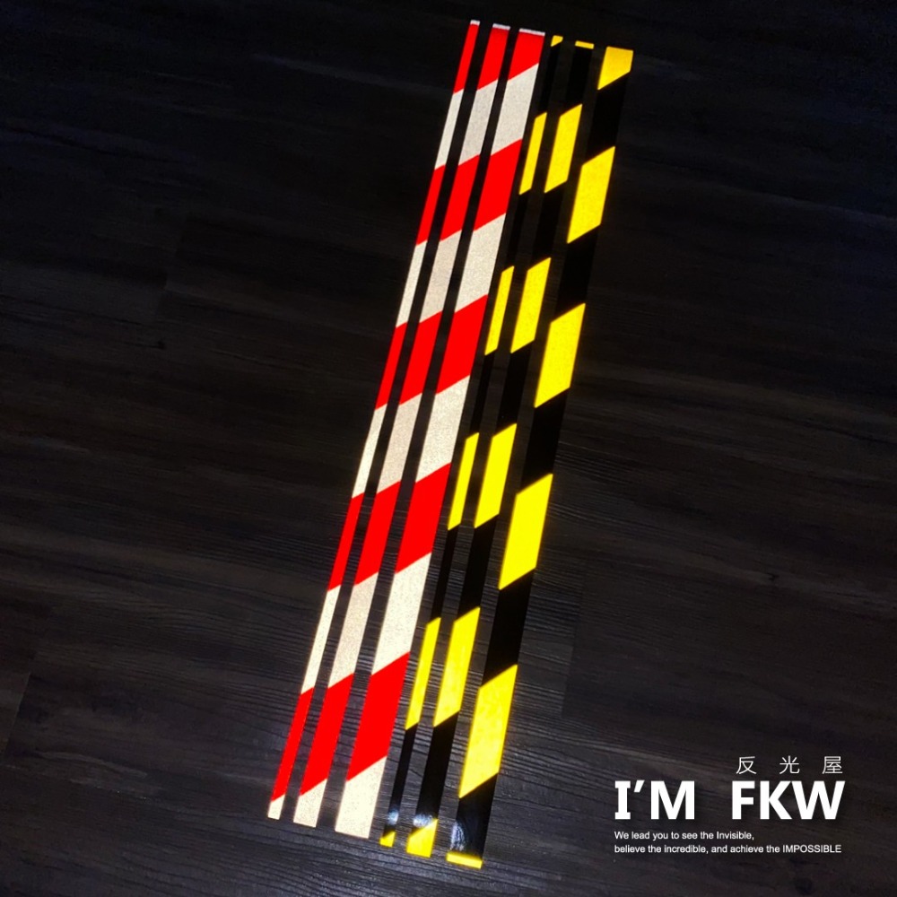反光屋FKW 3M工程級反光貼紙 1~3公分 每份為90公分 黑黃斜紋 紅白斜紋 工程車吊車 防水耐曬反光條-細節圖3