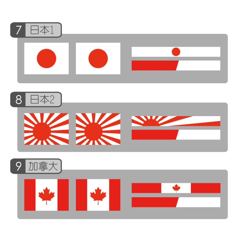 反光屋FKW 國旗 德國 義大利 美國 英國 台灣 日本 加拿大 3M 反光貼紙 1份含2張方形+2張長條形 防水貼-細節圖7