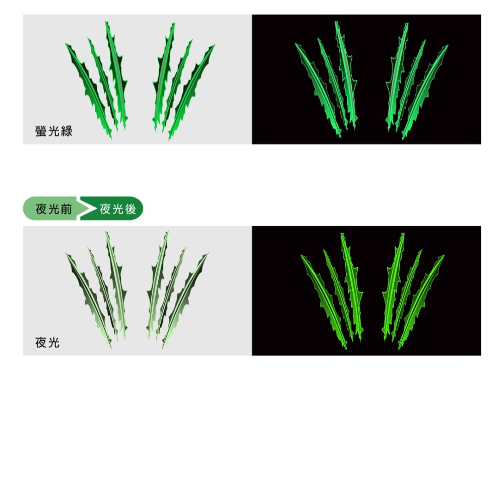 反光屋FKW 爪子 爪痕 鬼爪 大款 反光貼紙 銀白色 反光車貼 機車汽車重機貼紙 車身車側燈眉裝飾貼 防水耐曬高亮度-細節圖4