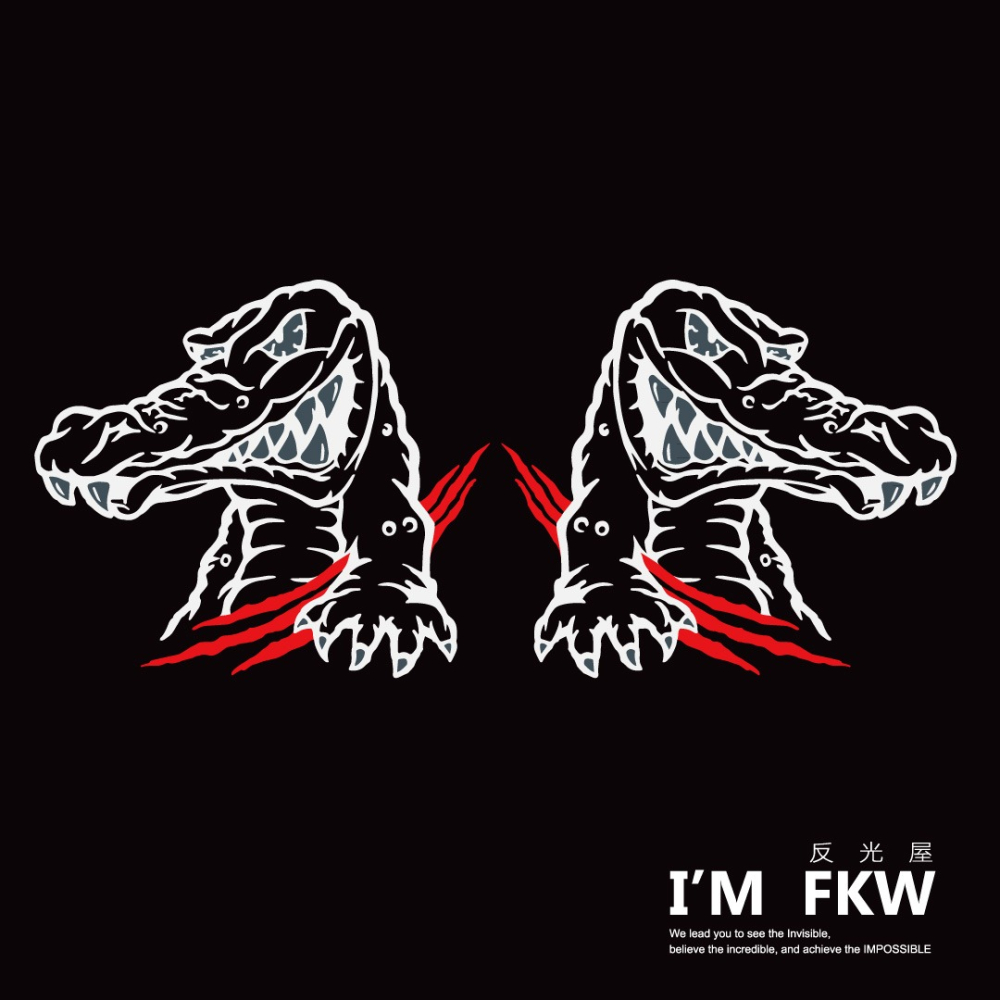 反光屋FKW 暴力鱷 鱷魚 猛獸 防水耐曬 高亮度 機車汽車重機車隊貼紙 車身車側貼紙 反光貼紙 改造貼飾 設計師手繪-細節圖2