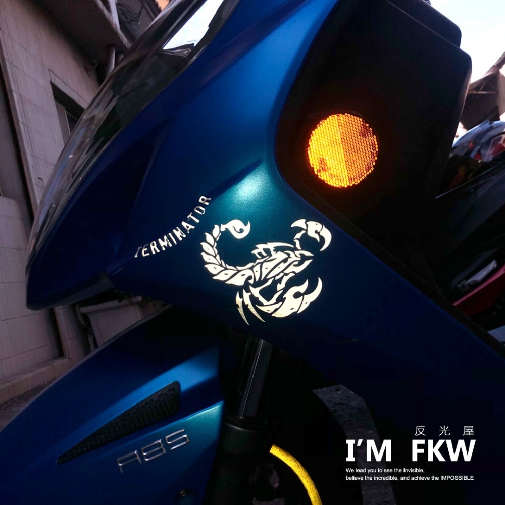 反光屋FKW 蠍子 毒蠍 終結者 另有對貼款 反光貼紙 高亮度防水耐曬 前檔 機車汽車重機貼紙 機車改造 夜間安全-細節圖2