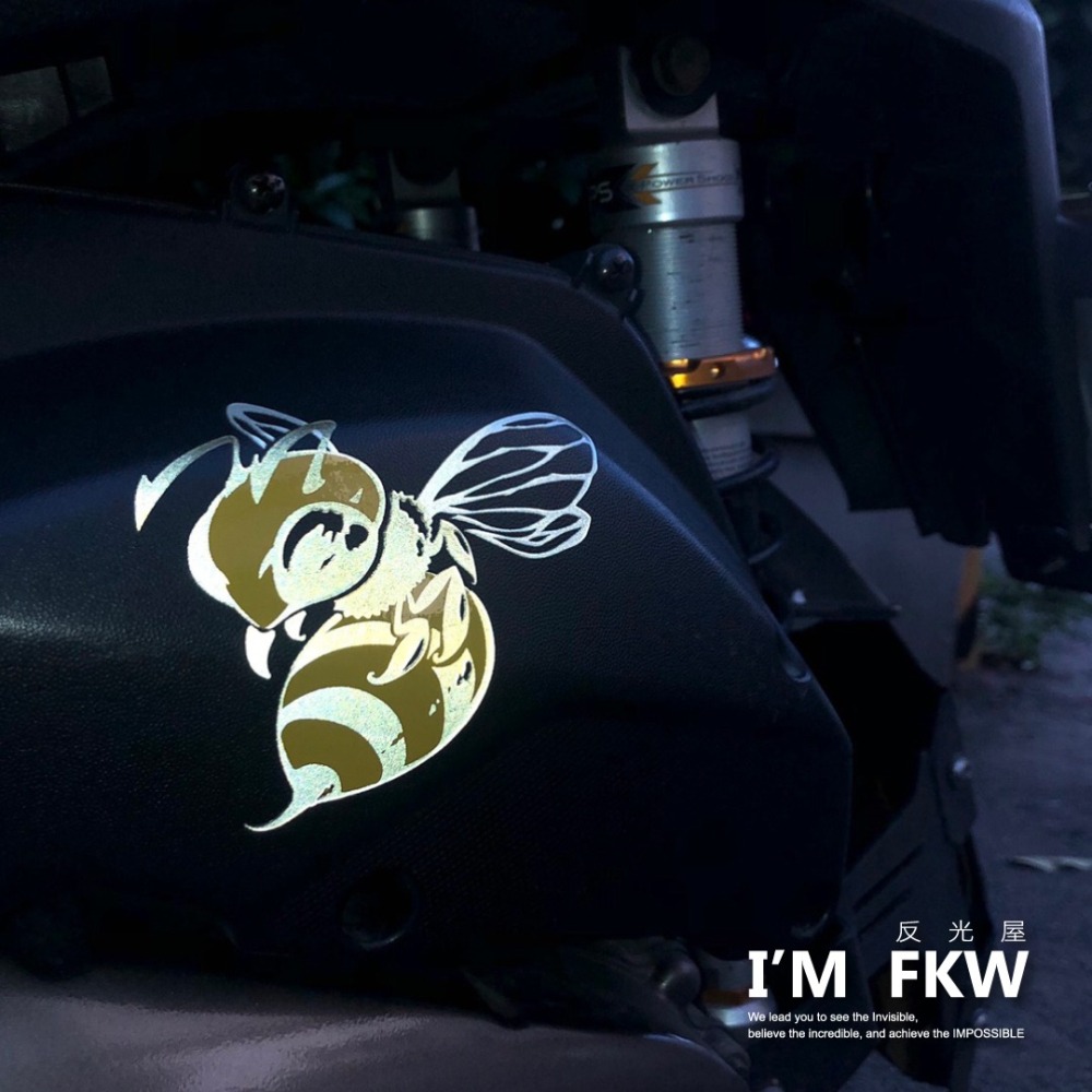 反光屋FKW 大黃蜂 蜜蜂 蜂 BEE  反光貼紙 機車汽車重機車隊貼紙 機車車殼改裝 防水耐曬高亮度-細節圖3