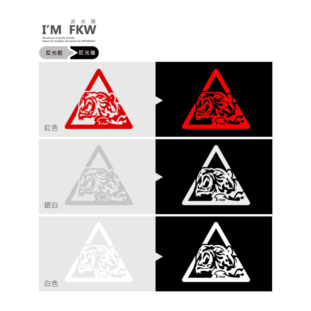 反光屋FKW 三角形反光警示貼紙  防水車貼 FORCE 阿法妹 DRG FNX 彪虎 TMAX KRV JETSL通用-細節圖3