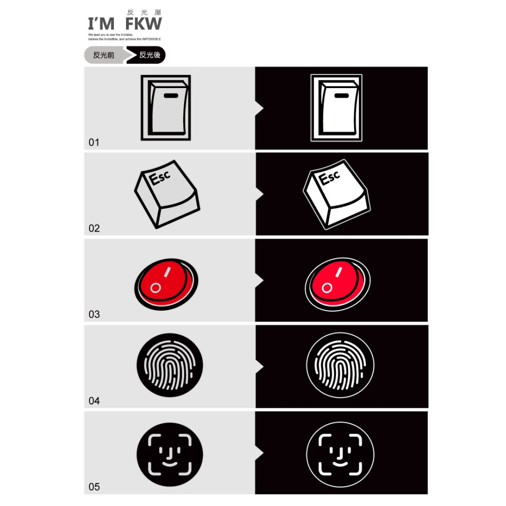 反光屋FKW 3M反光貼紙 按鈕 按鍵 臉部辨識 指紋辨識 趣味貼紙 防水耐曬 防水車貼 機車貼紙 汽車貼紙 車貼-細節圖4
