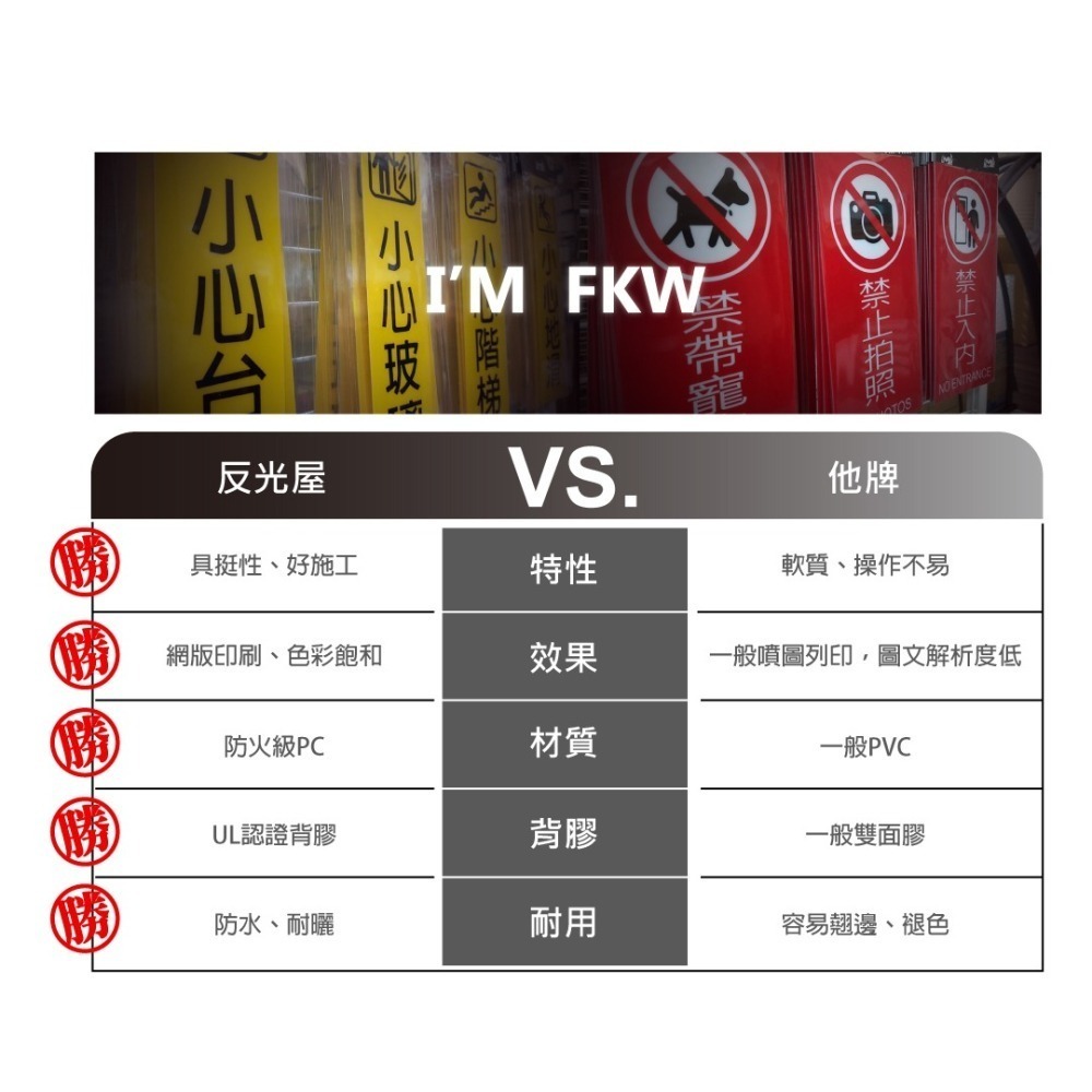 反光屋FKW 標示牌 門框用 小心玻璃 小心台階 小心階梯 小心夾手 謝絕推銷 標語貼紙 警告標語 營業適用 PC網印-細節圖2