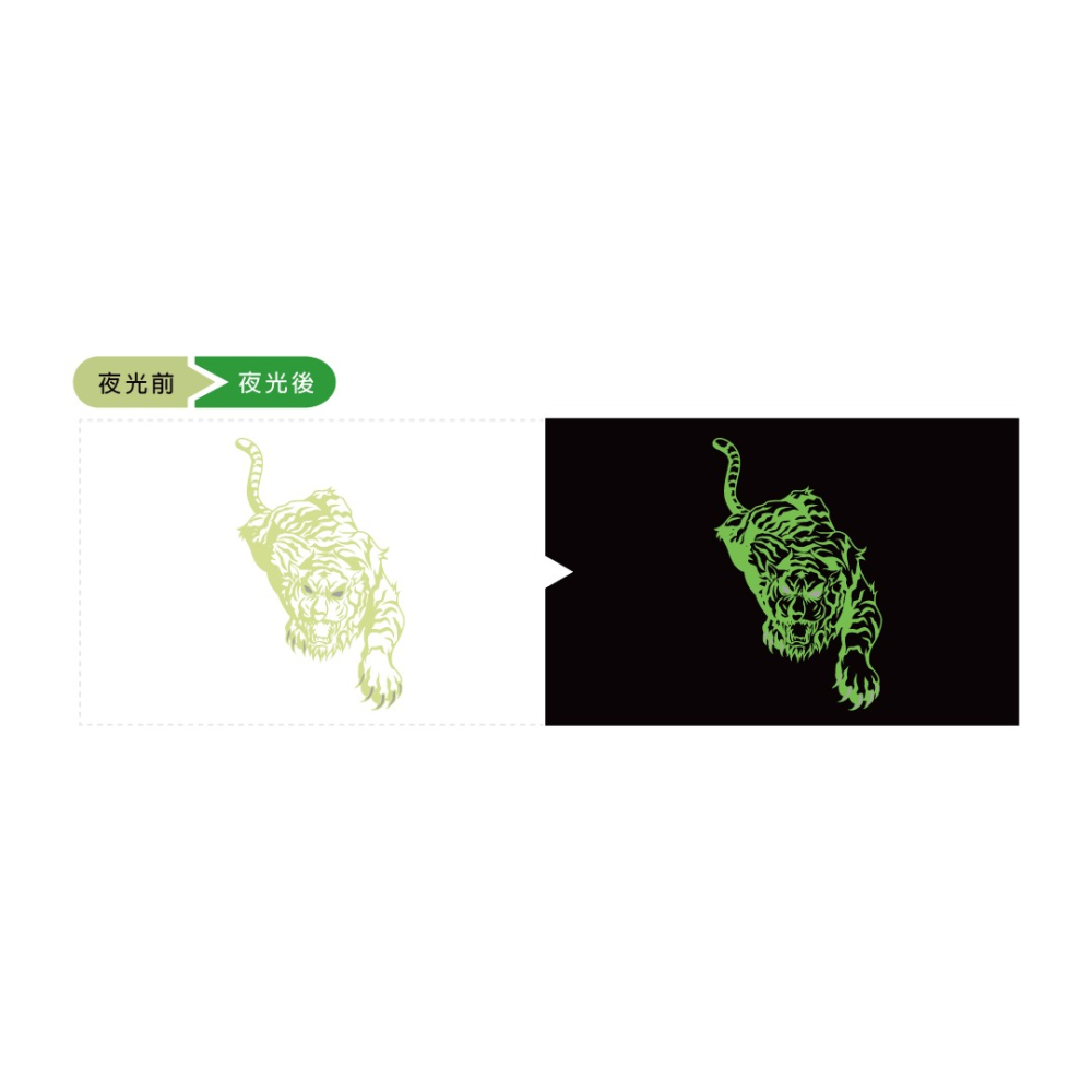 反光屋FKW TIGER 下山虎 老虎 夜光貼紙 蓄光放光 高亮度 TIGRA 彪虎 150 200 前檔 車身車側貼-細節圖2
