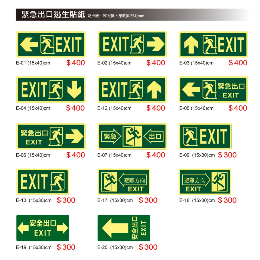 反光屋FKW EXIT 逃生避難方向指引 緊急出口逃生夜光貼紙 消防貼紙 火災停電 學校工廠大樓 含稅開發票 工廠安全-細節圖5