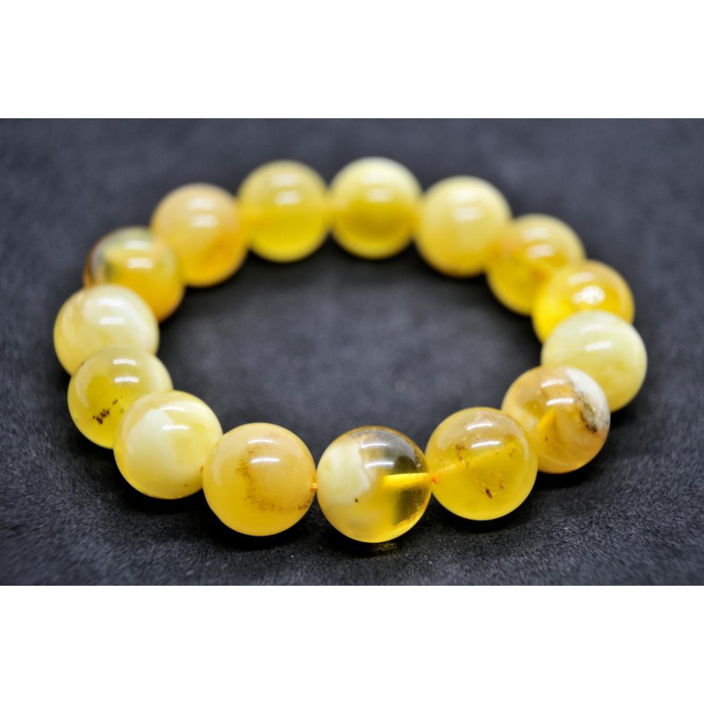 蜜蠟 老蜜蠟 老蠟 波蘿的海 波蘿地海 海珀蜜蠟13MM手串16手圍(白花蜜+金白)(工廠讓利出清)13GB-細節圖2