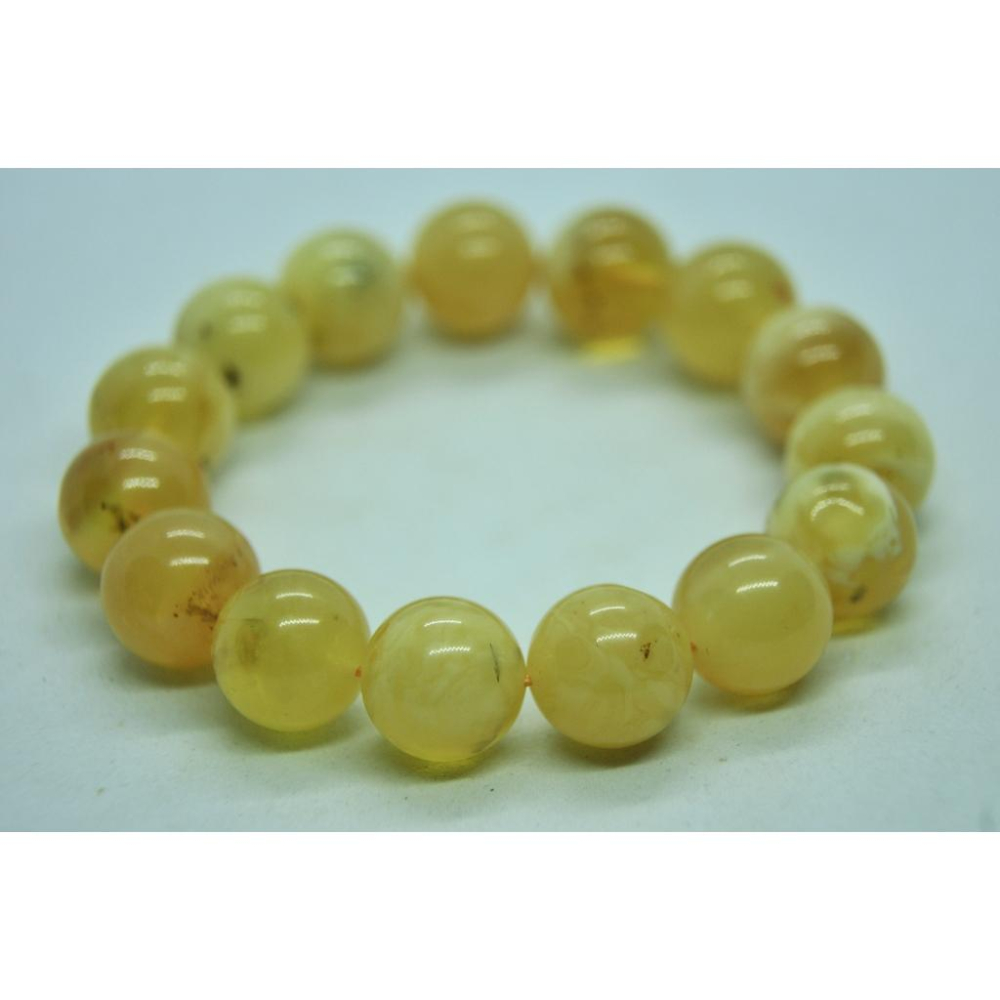 蜜蠟 老蜜蠟 老蠟 波蘿的海 波蘿地海 海珀蜜蠟13MM手串16手圍(白花蜜+金白)(工廠讓利出清)13GB-細節圖3