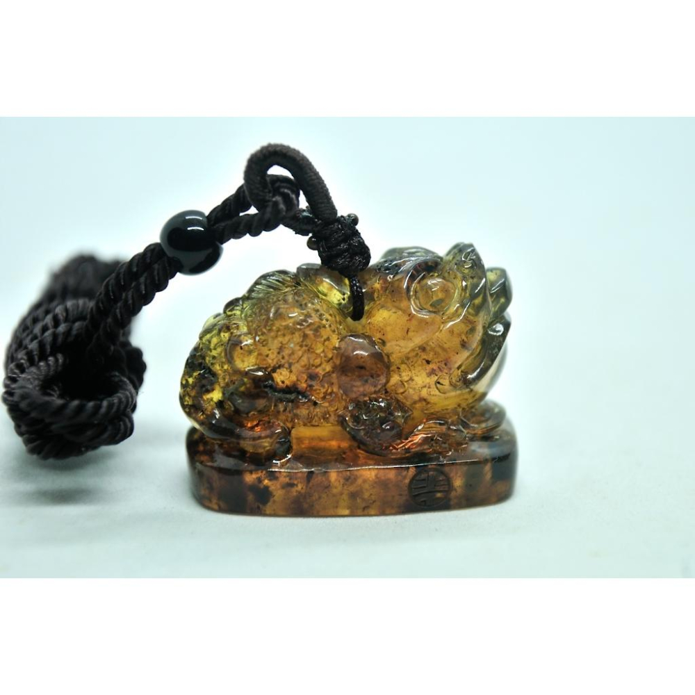 多米尼加藍珀 多明尼加藍珀 藍珀三足金蟾印章(付大師收藏證書)(付GIC檢定證書)-細節圖6