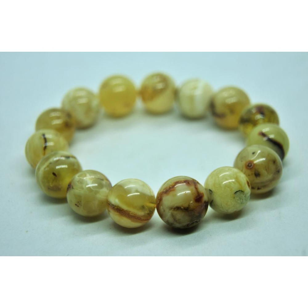 蜜蠟 老蜜蠟 老蠟 波蘿的海 波蘿地海 海珀蜜蠟14MM手串(工廠讓利出清)B42-細節圖3