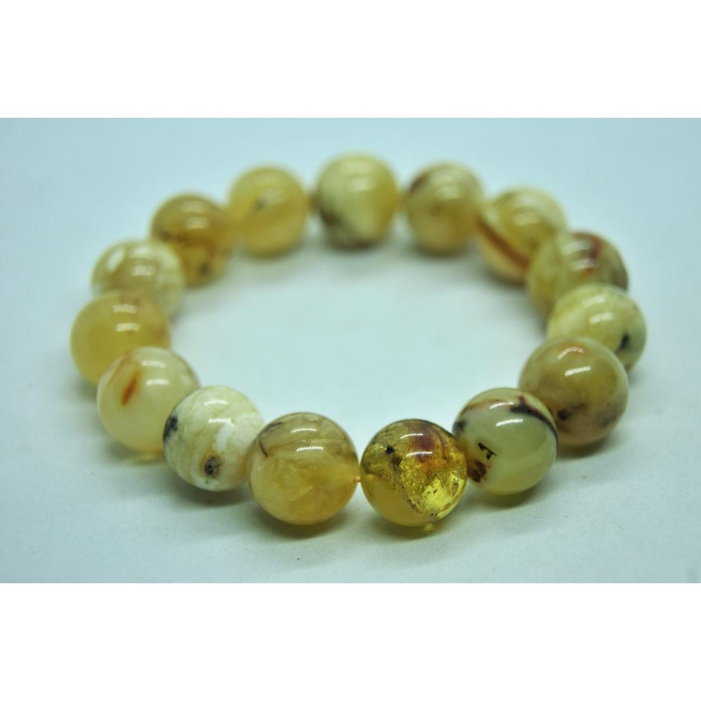 蜜蠟 老蜜蠟 老蠟 波蘿的海 波蘿地海 海珀蜜蠟14MM手串(工廠讓利出清)B42-細節圖4