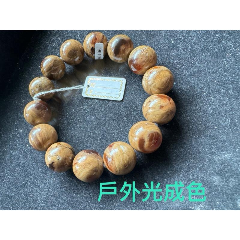 緬甸琥珀 棕紅珀 紫羅蘭珀 金棕珀 棕紅珀溶洞手串16mm18手圍(精品貨)(付產地證書)-細節圖5