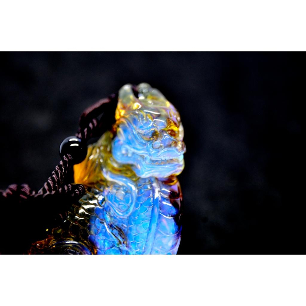 多米尼加藍珀 多明尼加藍珀 藍珀火麒麟(付大師收藏證書)(付GIC檢定證書)-細節圖4