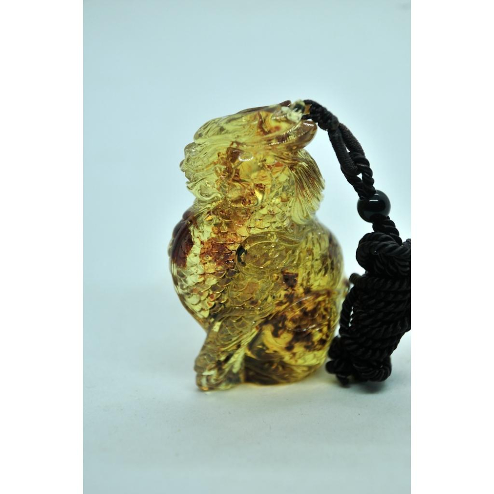 多米尼加藍珀 多明尼加藍珀 藍珀火麒麟(付大師收藏證書)(付GIC檢定證書)-細節圖5