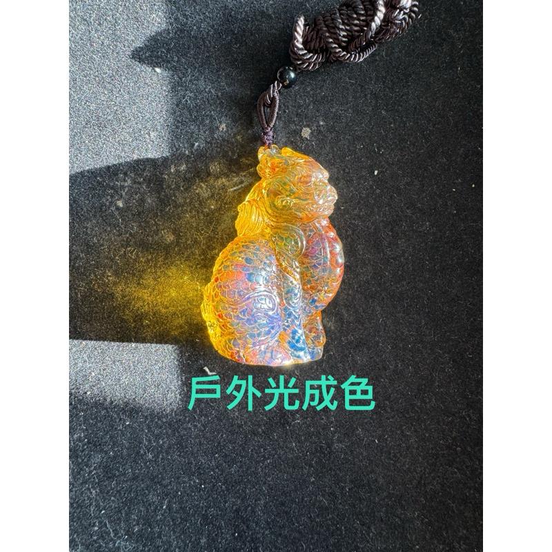 多米尼加藍珀 多明尼加藍珀 藍珀火麒麟(付大師收藏證書)(付GIC檢定證書)-細節圖8