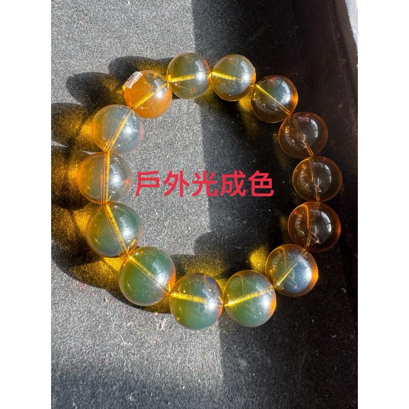 緬甸金藍珀 緬甸藍珀 緬甸金珀 琥珀 緬甸金藍16MM手串手圍18(付產地證書)-細節圖5