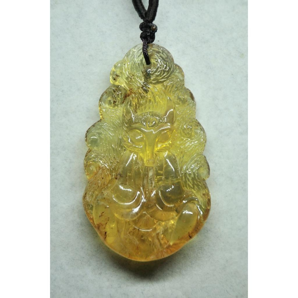 多米尼加藍珀 多明尼加藍珀 藍珀九尾狐仙(付大師收藏證書)(付GIC檢定證書)-細節圖3