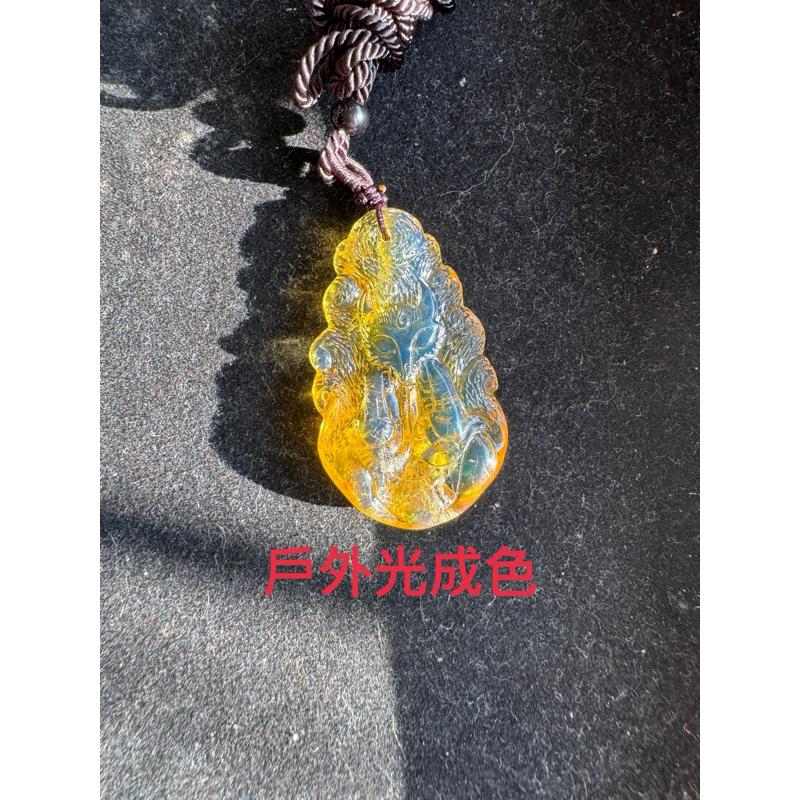 多米尼加藍珀 多明尼加藍珀 藍珀九尾狐仙(付大師收藏證書)(付GIC檢定證書)-細節圖5