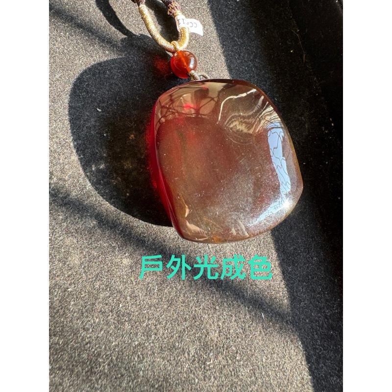 緬甸琥珀 緬甸血珀 老血翳珀無事牌(精品貨)(帶藍血膜)(付產地證書)(48克)-細節圖7
