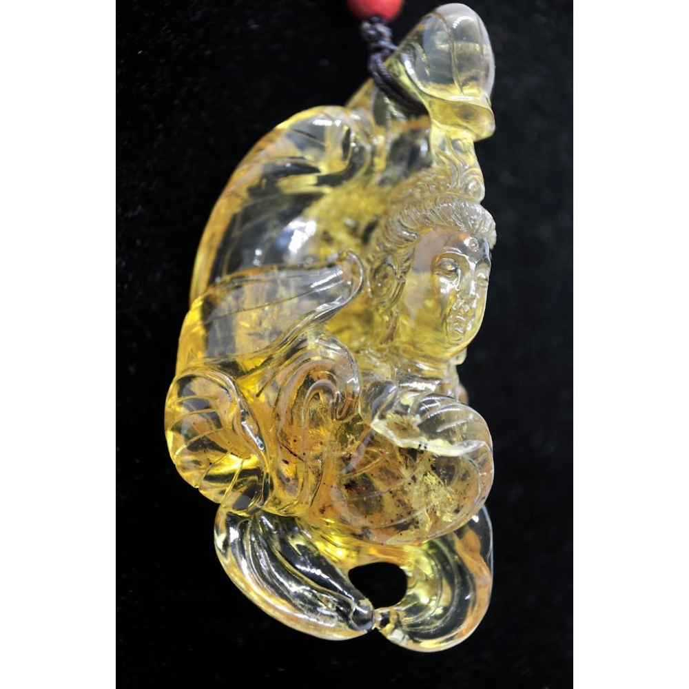 多米尼加藍珀 多明尼加藍珀 藍珀觀音-花開現佛(90%乾淨度)(付大師收藏證書)(付GIC檢定證書)-細節圖2