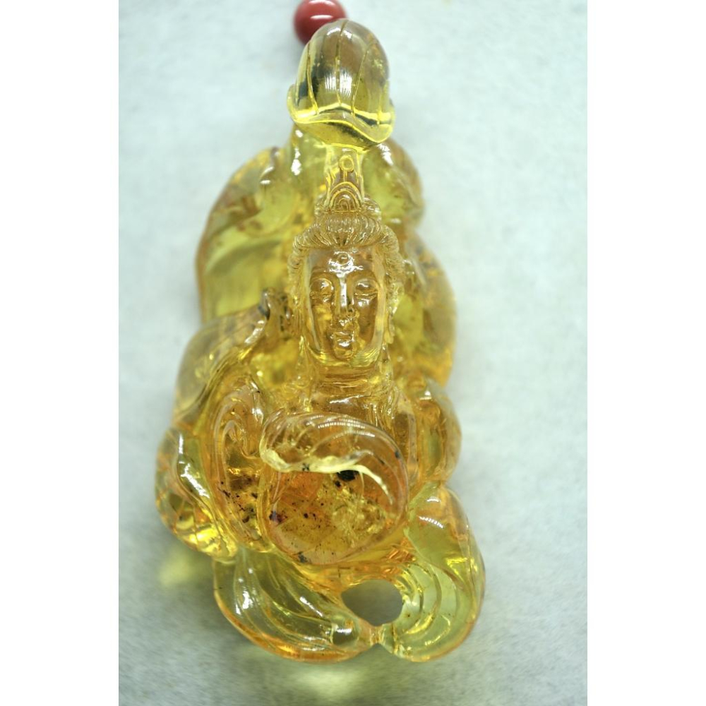 多米尼加藍珀 多明尼加藍珀 藍珀觀音-花開現佛(90%乾淨度)(付大師收藏證書)(付GIC檢定證書)-細節圖4