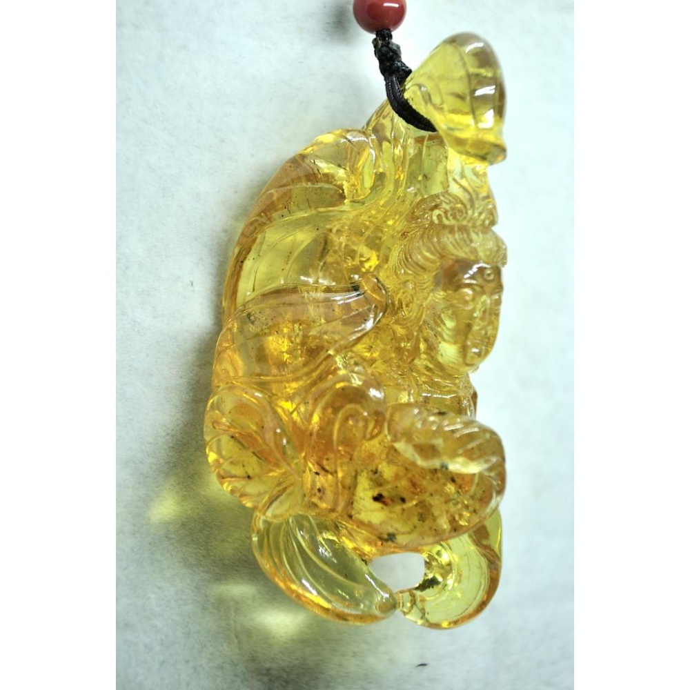 多米尼加藍珀 多明尼加藍珀 藍珀觀音-花開現佛(90%乾淨度)(付大師收藏證書)(付GIC檢定證書)-細節圖5