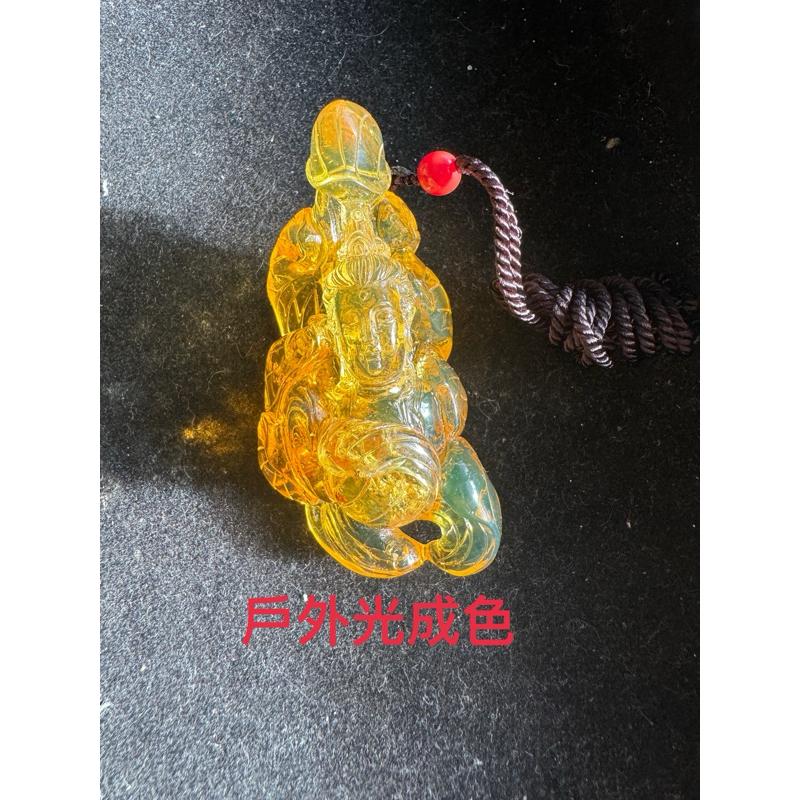 多米尼加藍珀 多明尼加藍珀 藍珀觀音-花開現佛(90%乾淨度)(付大師收藏證書)(付GIC檢定證書)-細節圖7