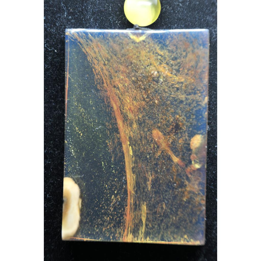 緬甸金藍珀 緬甸藍珀 緬甸金珀 琥珀 緬甸金藍無事牌(方正大牌)(帶蛋黃蜜金沙)(付產地證書)(媲美多明尼加藍度)-細節圖2