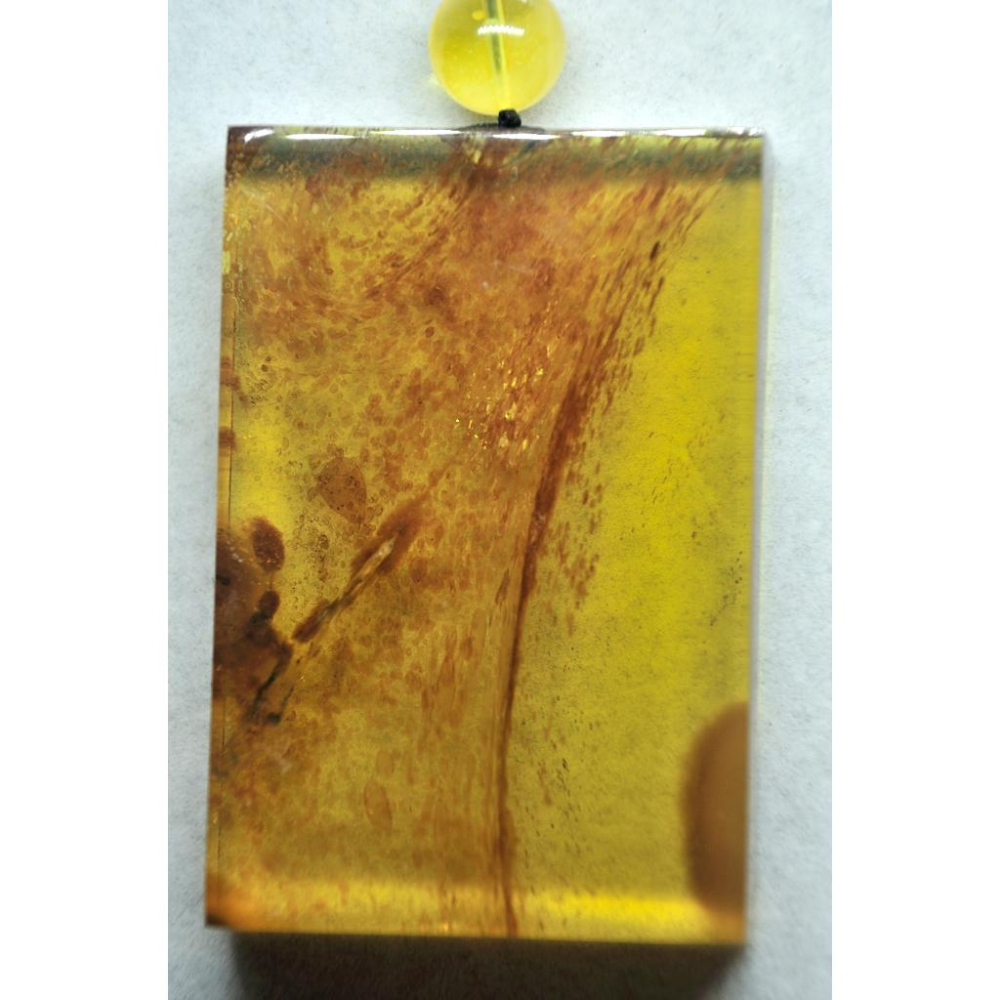 緬甸金藍珀 緬甸藍珀 緬甸金珀 琥珀 緬甸金藍無事牌(方正大牌)(帶蛋黃蜜金沙)(付產地證書)(媲美多明尼加藍度)-細節圖4