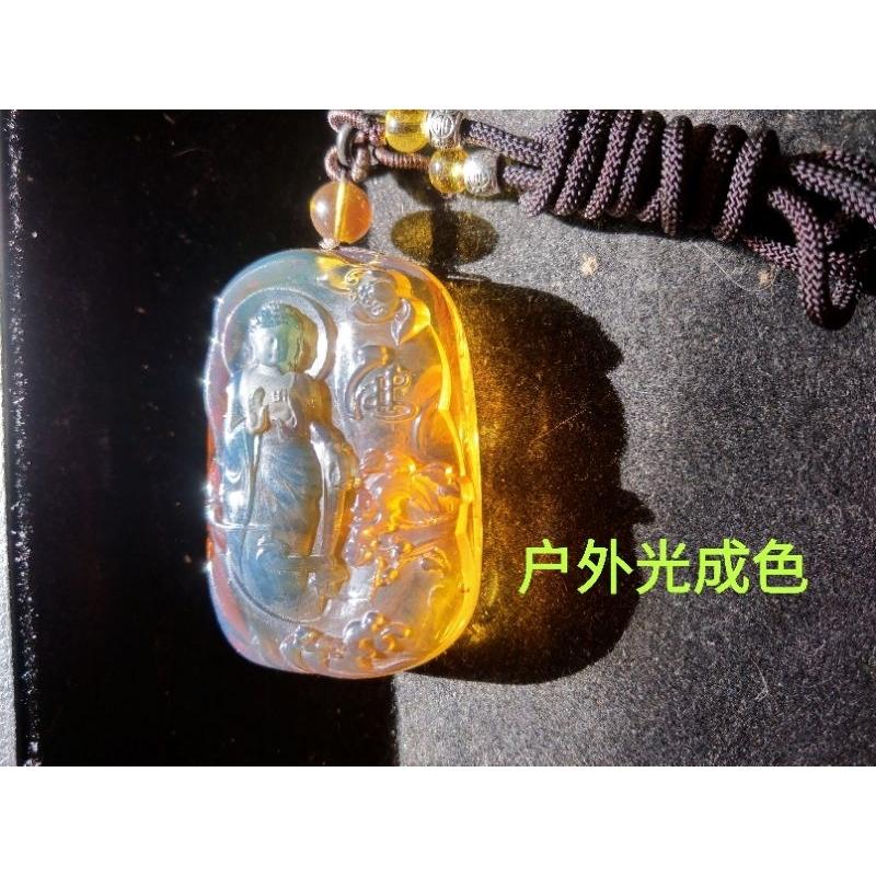 緬甸金藍珀 緬甸藍珀 緬甸金珀 琥珀 緬甸金藍大日如來 雙珀雙膜(金棕金藍雙珀)(付產地證書)-細節圖5