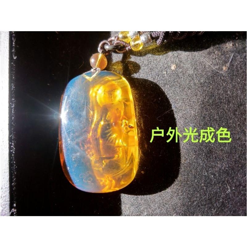 緬甸金藍珀 緬甸藍珀 緬甸金珀 琥珀 緬甸金藍大日如來 雙珀雙膜(金棕金藍雙珀)(付產地證書)-細節圖6