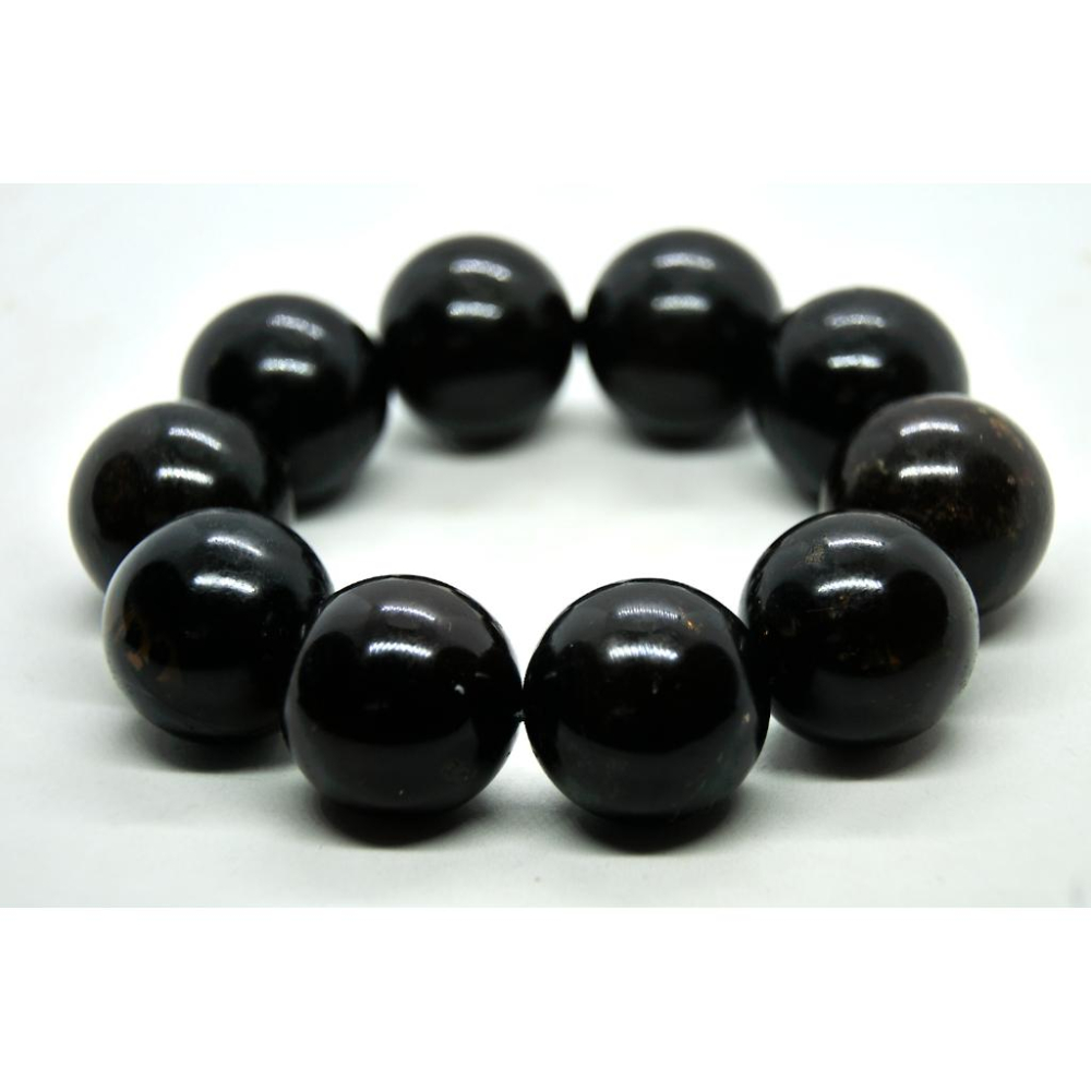 緬甸琥珀 緬甸根珀 黑根珀把件手串25.5mm(帶藍水草金沙)完整度80%(手圍19)(付產地證書)-細節圖3