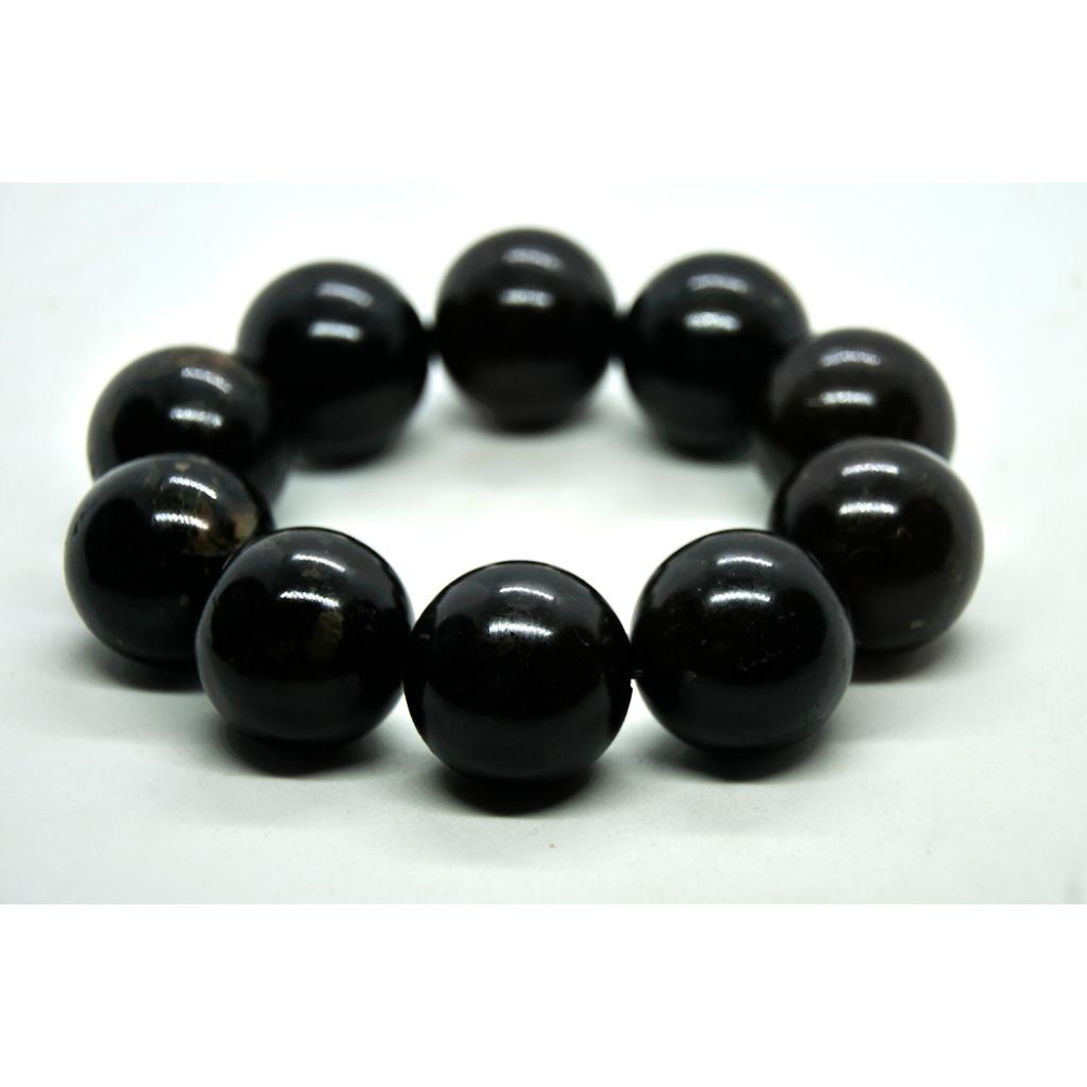緬甸琥珀 緬甸根珀 黑根珀把件手串25.5mm(帶藍水草金沙)完整度80%(手圍19)(付產地證書)-細節圖4