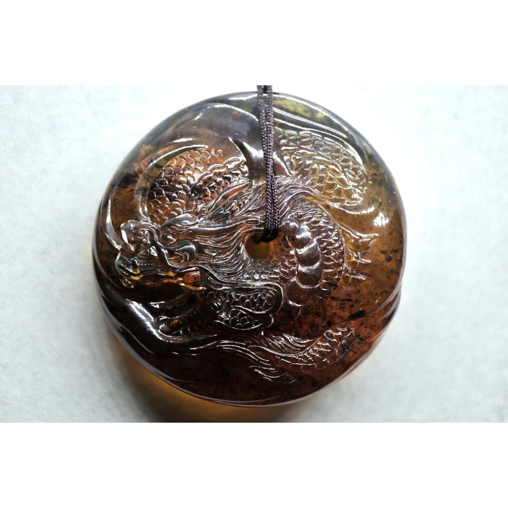 多米尼加藍珀 多明尼加藍珀 藍珀雙龍平安扣(付大師收藏證書)(付GIC檢定證書)-細節圖3