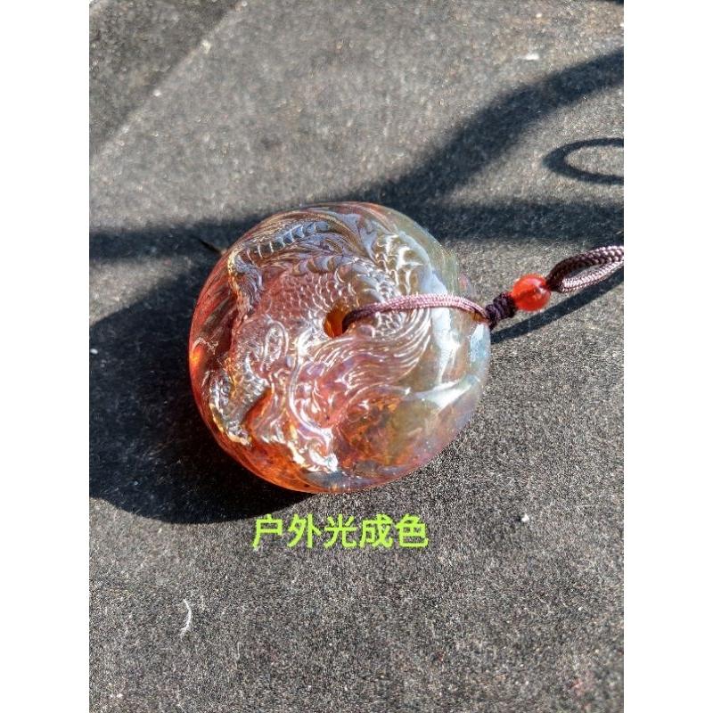 多米尼加藍珀 多明尼加藍珀 藍珀雙龍平安扣(付大師收藏證書)(付GIC檢定證書)-細節圖5