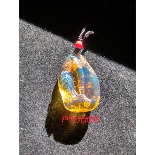 多米尼加藍珀 多明尼加藍珀 藍珀關公(付大師收藏證書)(付GIC檢定證書)-細節圖3