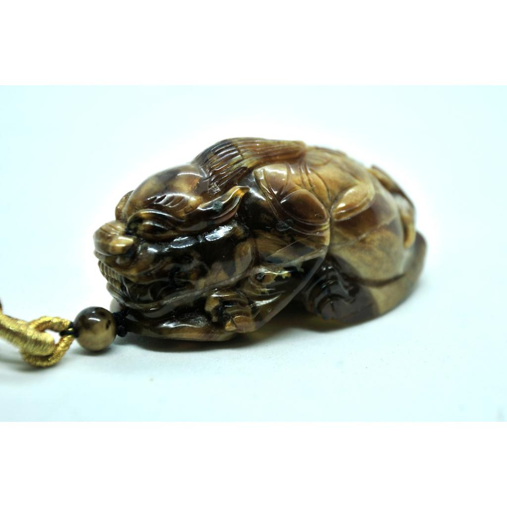 緬甸琥珀 緬甸根珀 黃白根溶洞蜜貔貅完整度80%(付產地證書)-細節圖4
