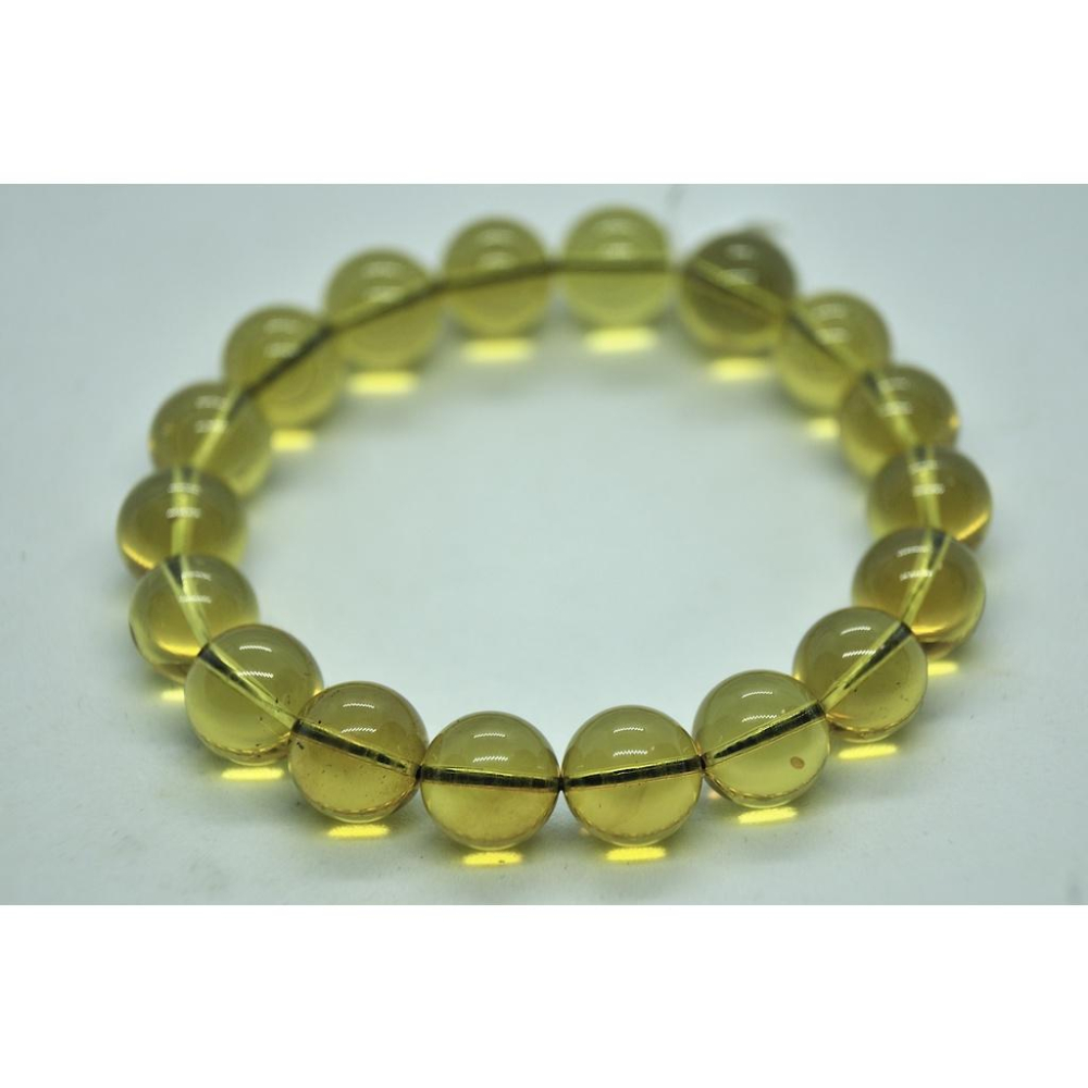 緬甸琥珀 茶珀 白茶變色龍(天空藍)手串10.5MM (付普通證書)(白茶水晶體)(精品級)-細節圖2
