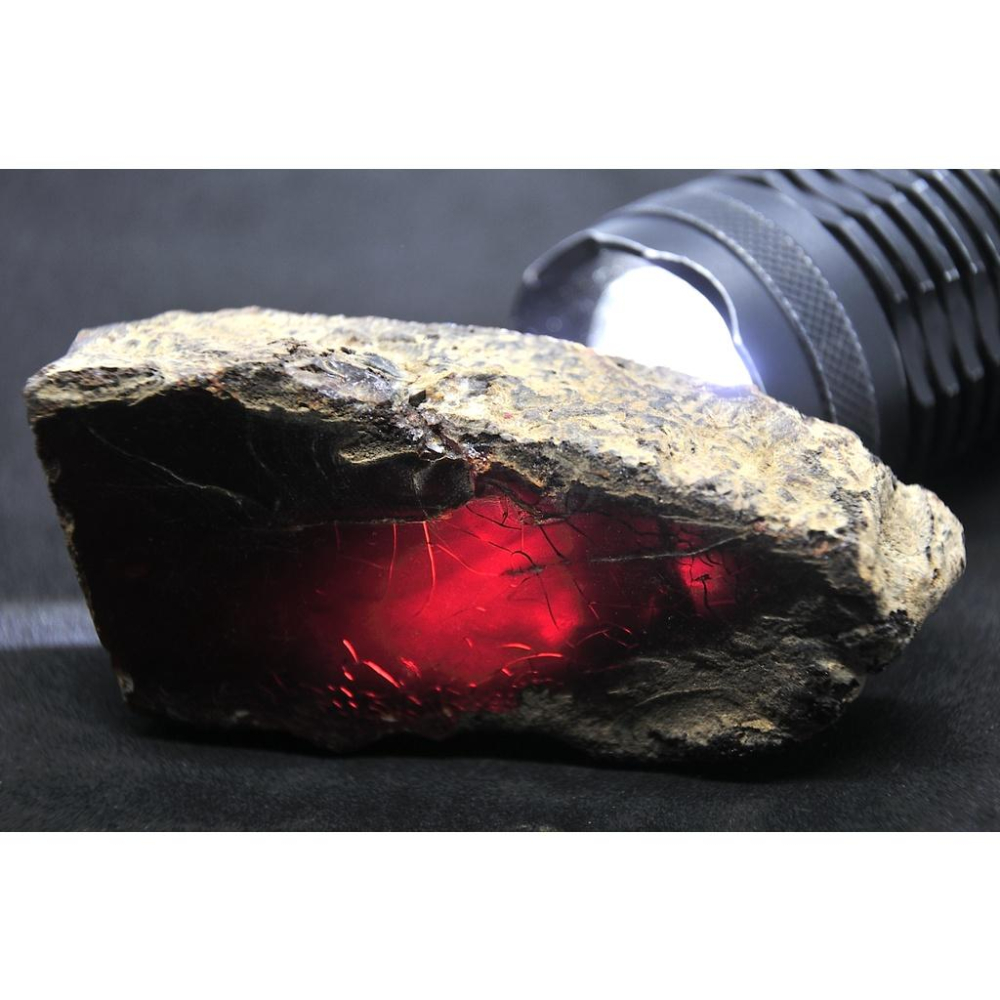 緬甸琥珀 緬甸蜜蠟 精選原石原礦 血珀帶皮原石(61.8克)-細節圖4