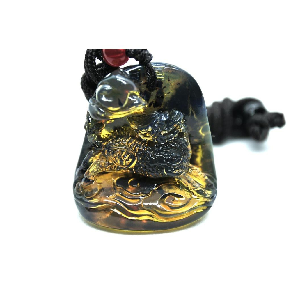 多米尼加藍珀 多明尼加藍珀 藍珀麒麟(付大師收藏證書)(付GIC檢定證書)-細節圖3