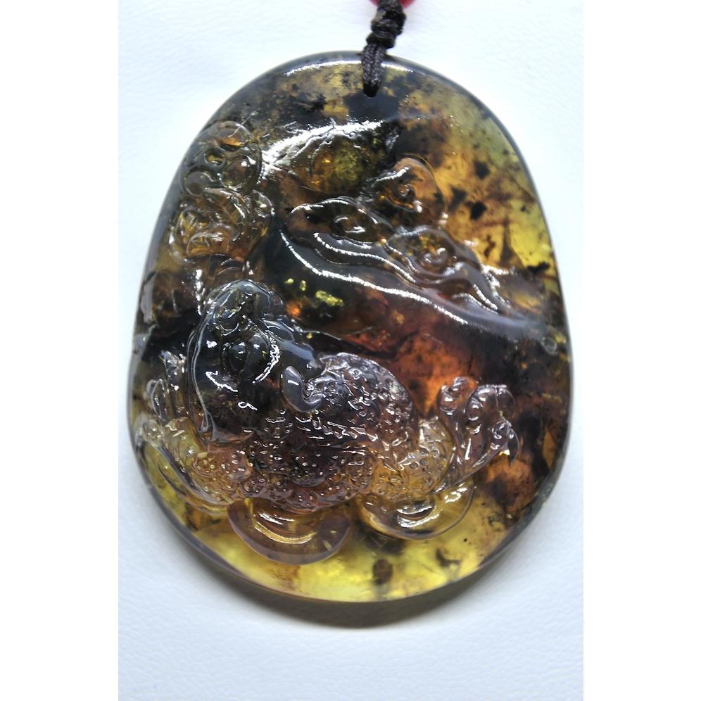 多米尼加藍珀 多明尼加藍珀 藍珀三足金蟾(付大師收藏證書)(付GIC檢定證書)-細節圖4